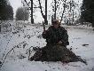 Polowanie wigilijne Koo owieckie "Szarak" obw.134, ow. w.Lipka 22.12.2012 .Kolega Janusz przy strzelonym dziku w drugim miocie.