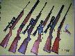 Bro� my�liwska i sportowa
Na pierwszym zdj�ciu:
Od lewej(na p�ce)
S&W 622 kal. 22lr; 
Grand Power K100 Targer kal. 9mm Para;
dalej dwa kbksy Vostok kal. 22lr; 
Blaser R8 Luxus z drewnem 5 klasy kal. .308Win; 
Mannlicher Luxus kal. .308Win; 
Browning Bar LongTrack kal. 9,3x62; 
Mossberg Maverick 88 kal 12/70; 
Beretta A400 Xplor kal 12/89; 
zas�oni�te dwie sztuki:
Brno 502.3 kal. 7x65R/12/70 oraz Merkel E40 kal. 16/70; 
dalej Fair Premier kal. 12/70; 
SIG 510(STGW 57) kal. 7,5x55; 
Marlin 444SS kal. .444Marlin 
oraz zas�oni�te Savage 12F/TR kal. .308Win oraz Mauser M96 kal. 7mm Rem Mag Custom.